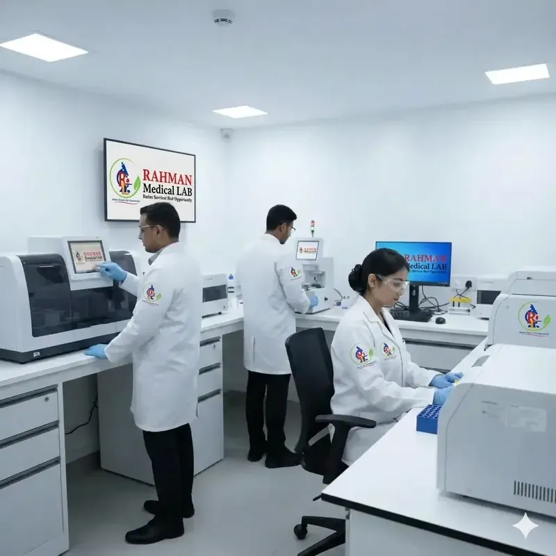 Inside Rahman Medical Lab — modern diagnostic equipment and trained staff