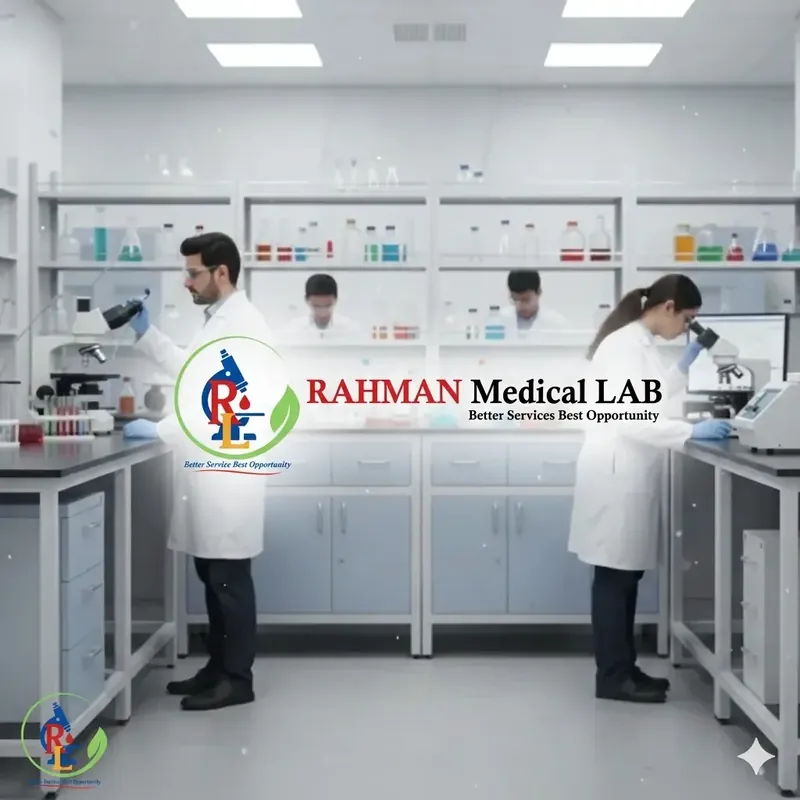 Rahman Medical Lab team performing diagnostic tests with modern equipment